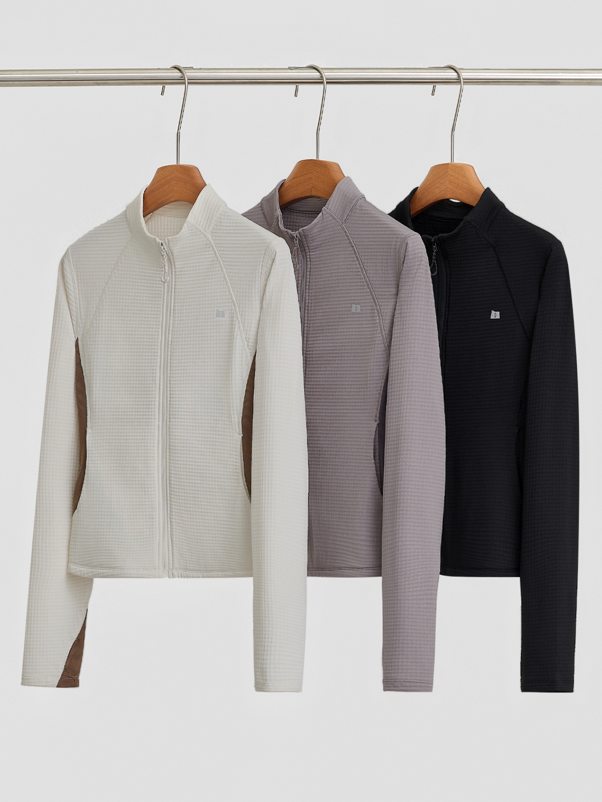 2025新款户外立领卫衣休闲收腰显瘦保暖热特姆混纺方格绒外套女