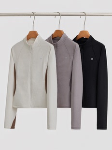 2025新款户外立领卫衣休闲收腰显瘦保暖热特姆混纺方格绒外套女