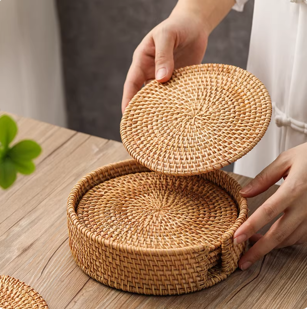 手工藤编织隔热垫家用餐垫盘碗垫砂锅垫杯垫茶杯垫壶垫防烫餐桌垫,餐饮具,杯垫,淘宝优惠券,粉丝福利购,淘宝优惠卷