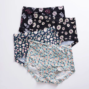夏 薄款 内裤 女牛奶丝滑冰丝无痕高腰收腹透气速干印花女士包臀短裤