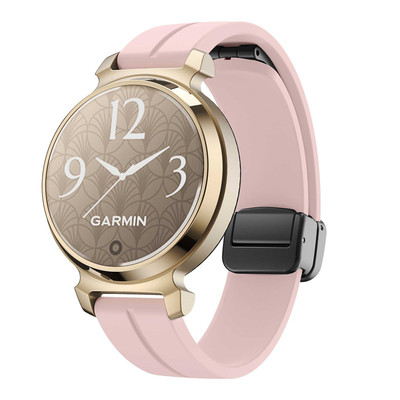 适用Garmin佳明lily2女性智能手表带硅胶磁吸银黑蝴蝶扣接口14mm