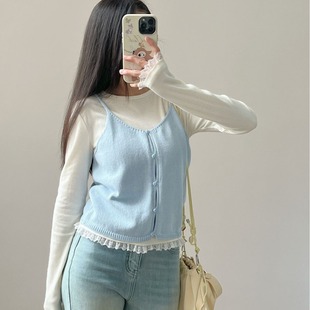 短款 韩系chic叠穿毛织吊带开衫 外穿背心 冬日层次美学 香香family
