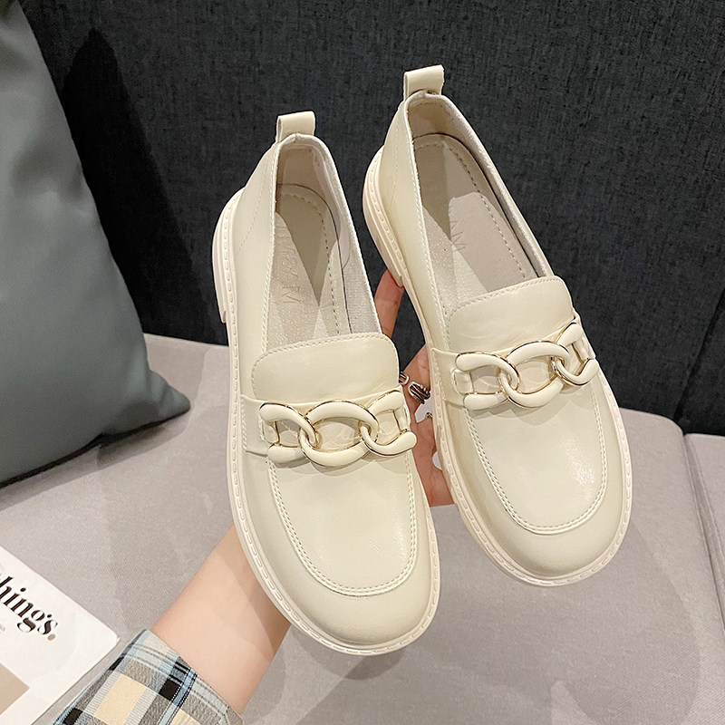 乐福鞋女2021新款小皮鞋英伦风复古平底鞋女单鞋一脚蹬百搭学生鞋