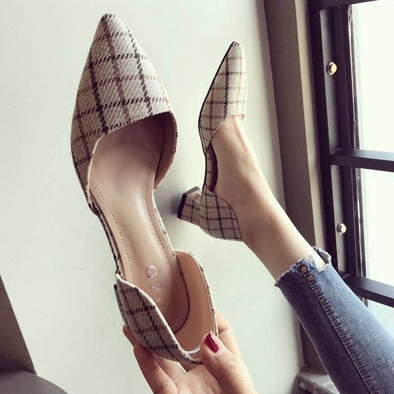 Single shoe girl 2019 new pattern Spring Tip 3CM Low-heeled shoes Large With crude Women's Shoes Versatile fashion Middle heel shoesin the Women's Shoes, Low shoes  category - from Buy2taobao.com to provide professional Taobao agent buy service