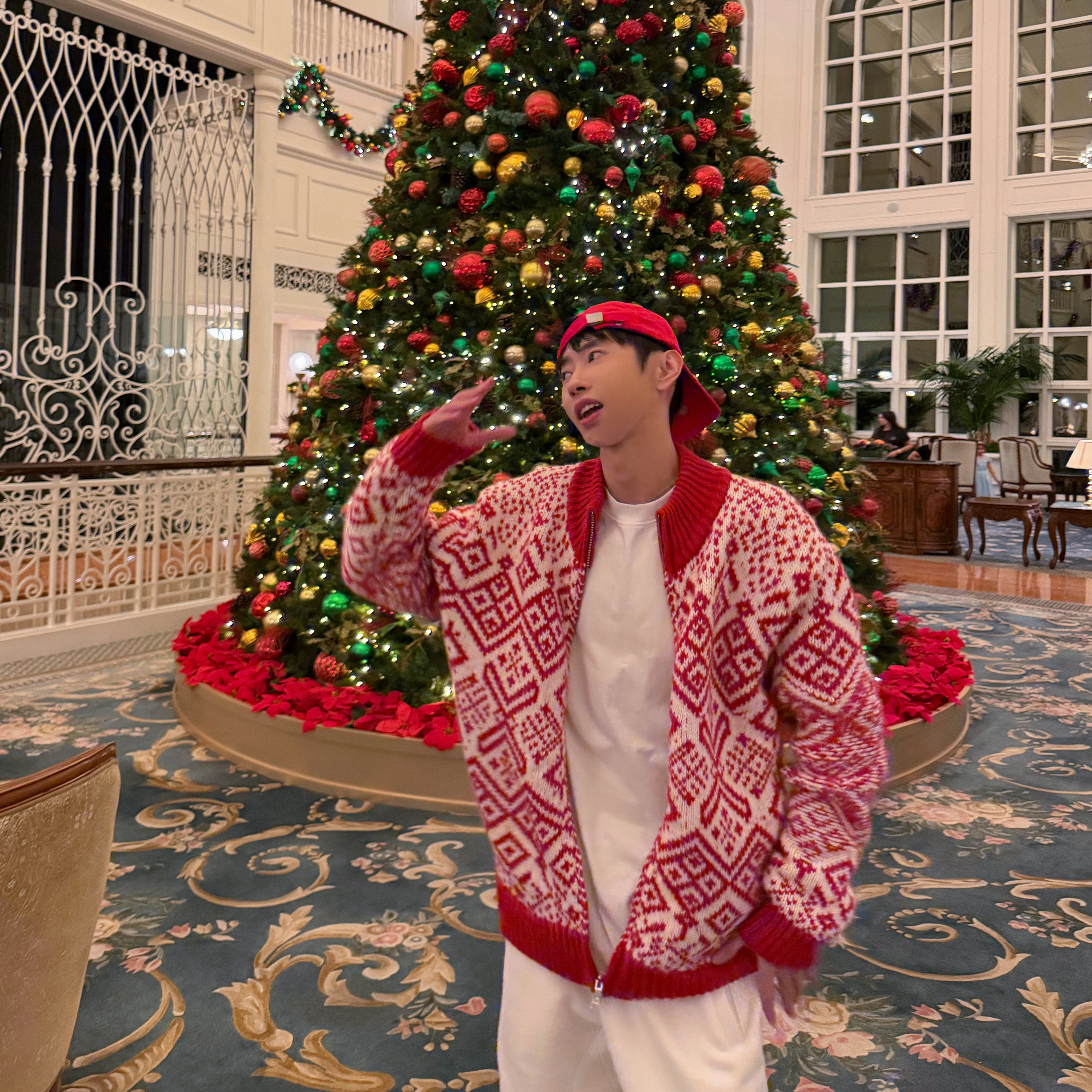 XMOB 红色提花开衫毛衣男加厚宽松 设计感氛围红色针织外套男女款,男装,针织衫/毛衣,淘宝优惠券,粉丝福利购,淘宝优惠卷