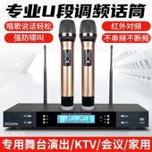专业U段调频一拖二无线话筒 舞台ktv工程婚庆户外麦克风