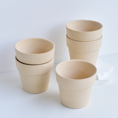 镜绿 素陶陶土盆粗陶花盆桌面阳台花卉盆器水养植物无排水孔