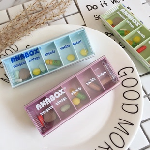 德国原装进口ANABOX每日便携式滑盖五格小药盒单日五次分隔