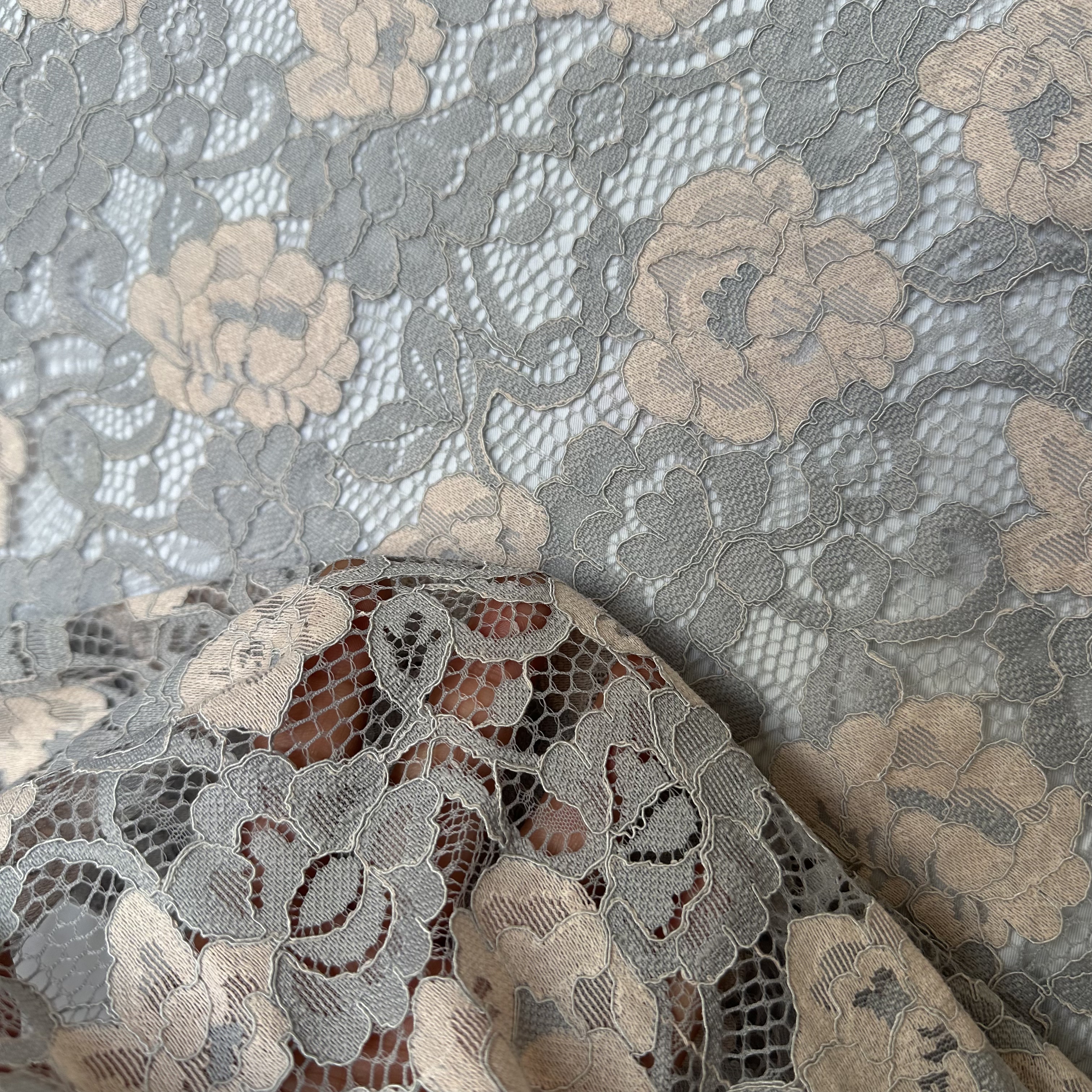 双色蕾丝花朵微弹面料手工diy连衣裙服装布料