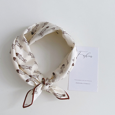 可爱小鱼学生儿童成人全棉小方巾