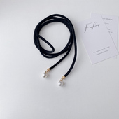 柔软亲肤细窄丝绒珍珠腰带 饰打结收腰束腰皮带腰绳 裙子毛衣装