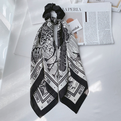 波西米亚复古黑发圈丝巾发带发饰