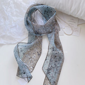 碎花领巾飘带配饰 长条丝巾围巾 春夏秋薄款 双色欧根纱长款