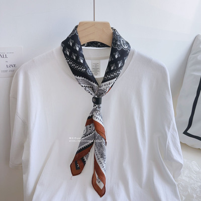 韩系ins中性风装饰仿丝缎面小方巾丝巾 男款士学生配饰造型领巾