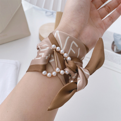 夏ins风绑手腕细长条丝巾飘带