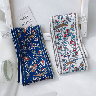 自留民族风文艺复古窄长款 领巾腰带绑发发带飘带绑包包双面 丝巾