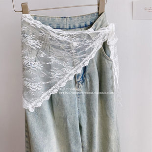 白色三角蕾丝丝巾绑绳腰带腰饰屁帘裙帘 夏日凹造型搭配头巾发饰