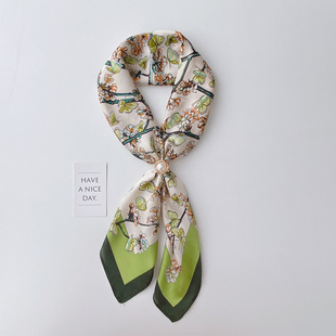 韩国拼色条纹银行空姐职业领巾小方巾丝巾 饰护颈围脖子薄围巾 装