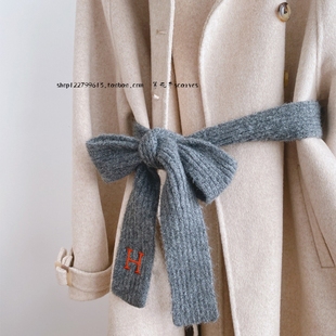 束腰绑绳腰绳黑白灰 大衣毛衣开衫 秋冬新款 纯色毛线针织腰带