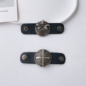 丝巾领巾皮扣硬币扣 阿美咔叽棉方巾环扣扣子 复古丝巾扣 男款 美式