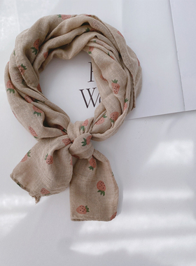 秋冬薄棉护颈防风长款围巾 儿童学生成人柔软围脖可爱卡通领巾