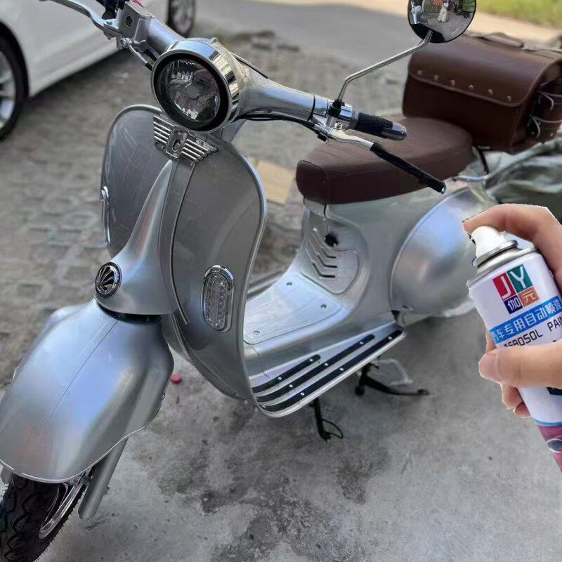 罗马假日电动车vespa亮白色自喷漆复古摩托车淡雅青蓝米白防锈漆