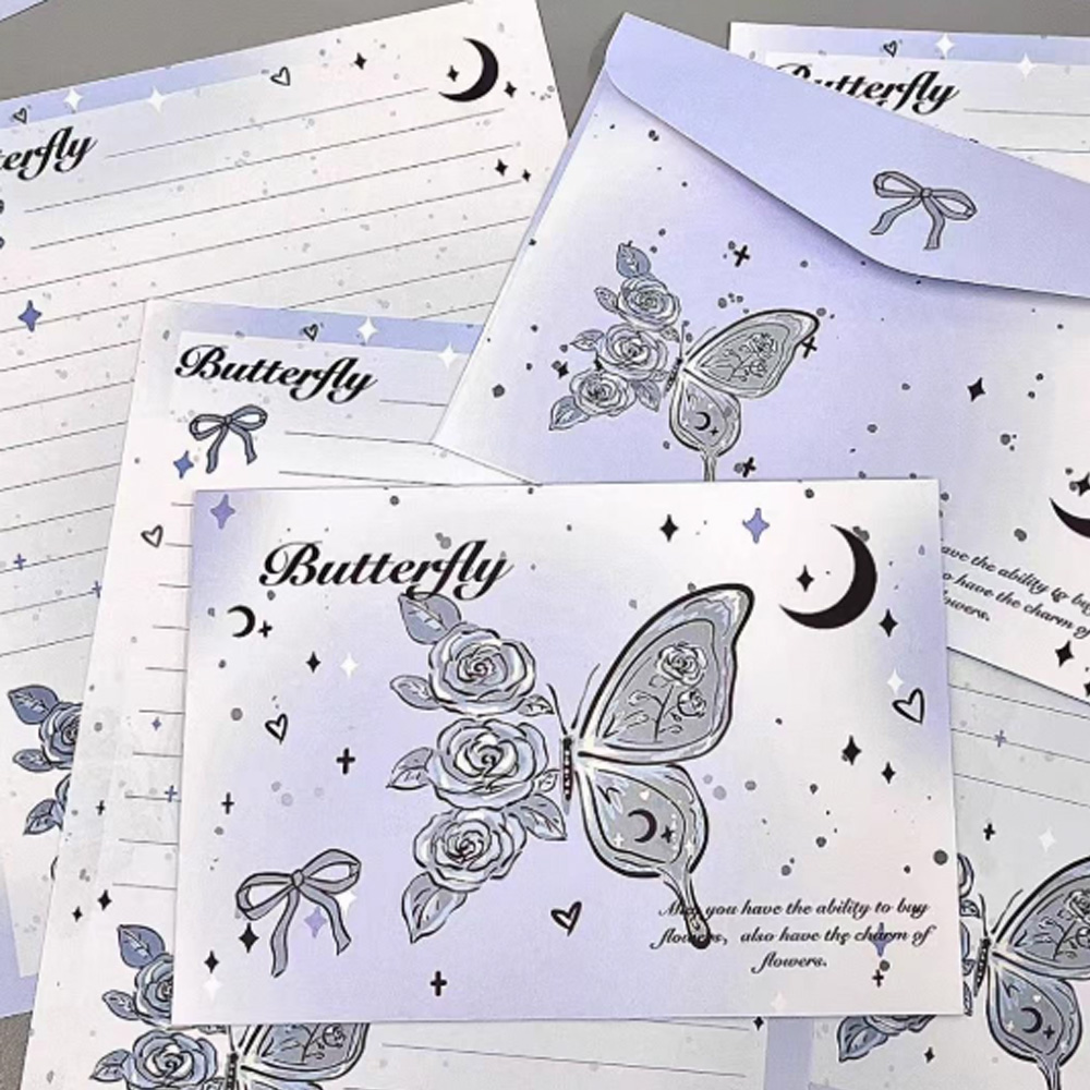 梦幻蝴蝶玫瑰花信封定制信封设计