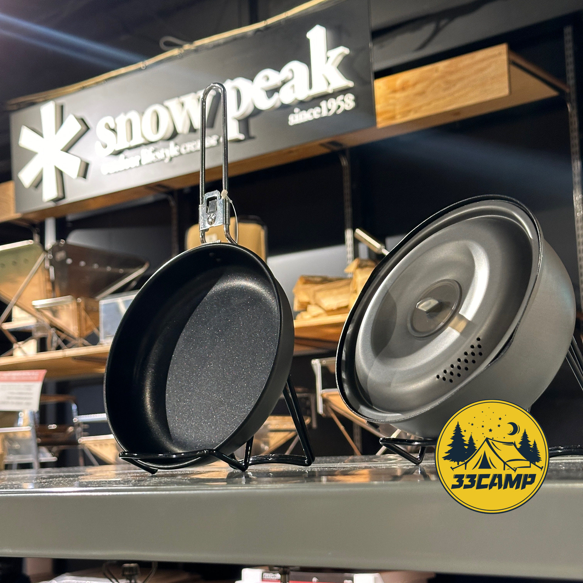 现货 snowpeak/雪峰 户外折叠不沾炒锅炖锅露营煮菜两件套SCS-200