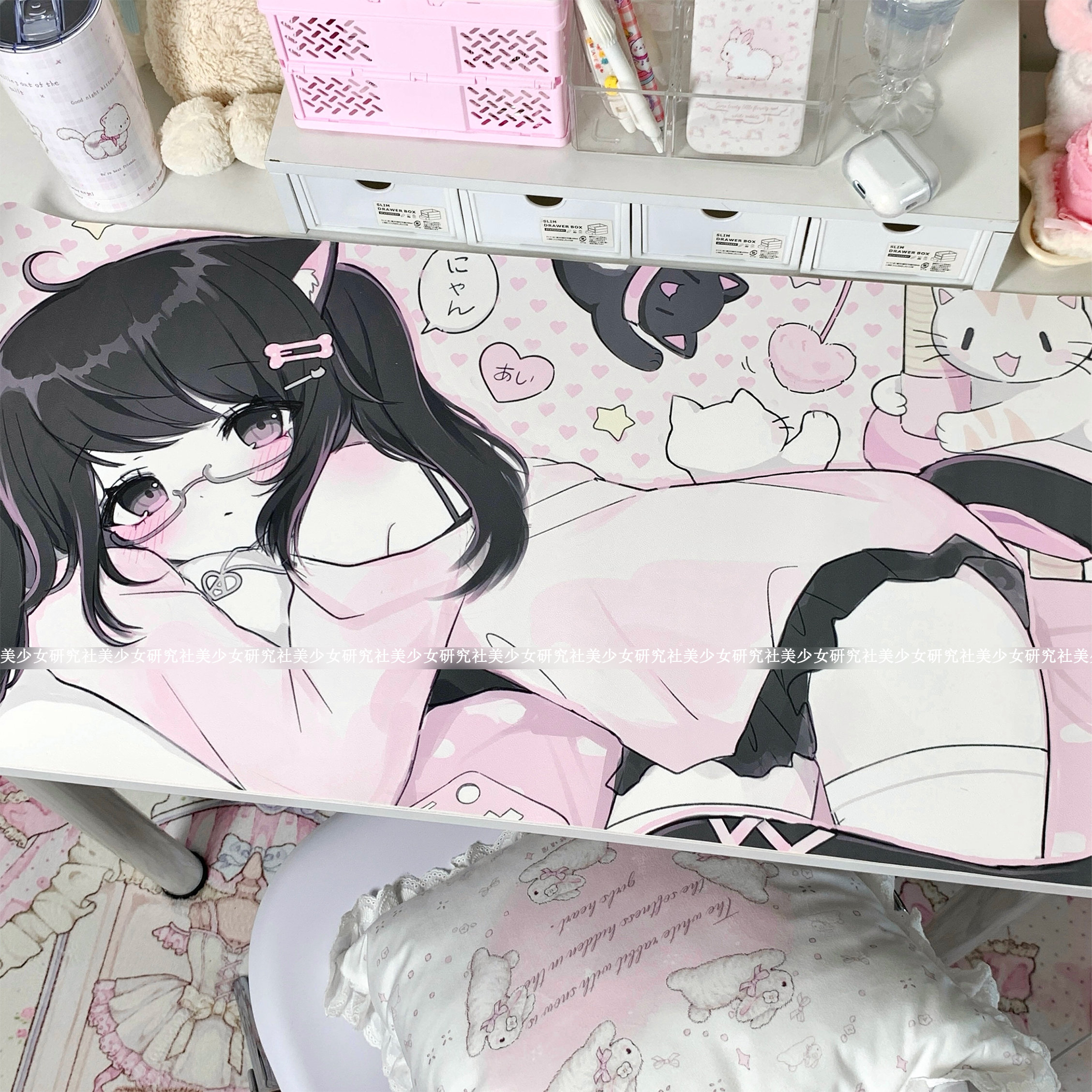 美少女原创桌垫鼠标垫皮革超大