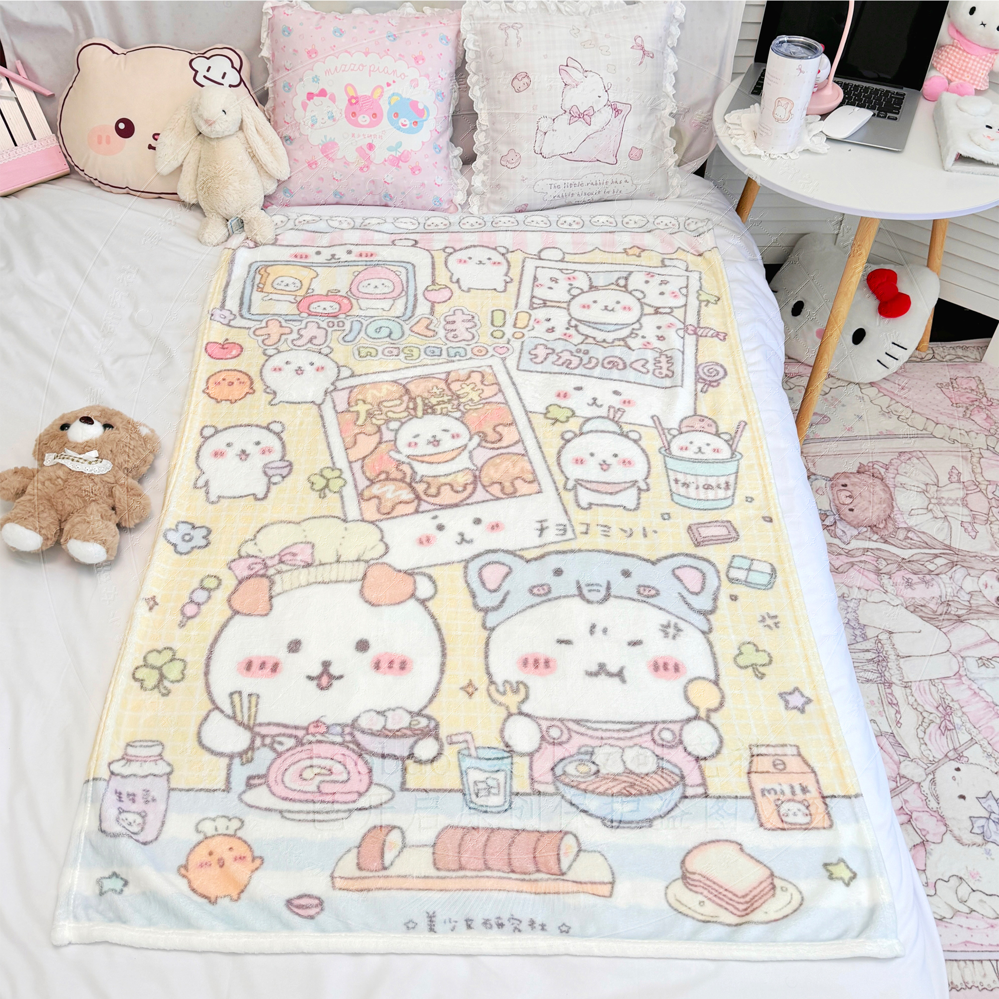 美少女秋冬法兰绒毛毯自嘲熊可爱