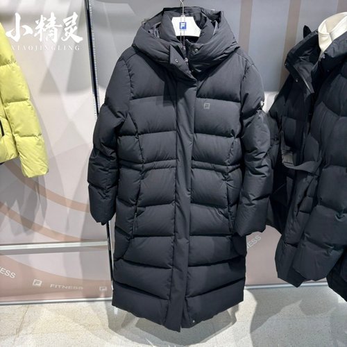 FILA斐乐2025年冬新款女士场下健身鹅绒宽松长款羽绒服A11W541901