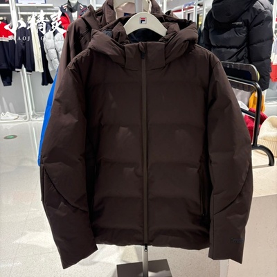 FILA斐乐2025冬季新款男士商务运动鹅绒保暖连帽羽绒服F11M542905