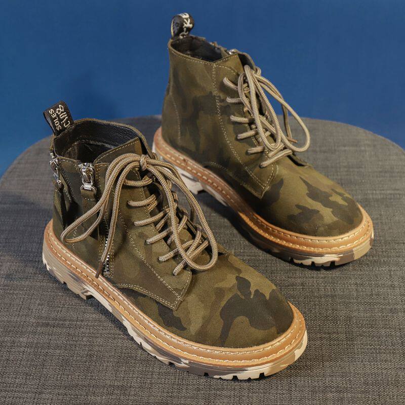 Riding boots High shoes Spring Trend lovers Bootie camouflage Wolf Boots British style genuine leather work clothes Bootsin the Men's Shoes, Boots  category - from Buy2taobao.com to provide professional Taobao agent buy service