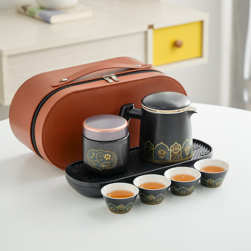 旅行茶具便携式一壶四杯收纳盒户外简约家用泡茶露营装备茶壶套装