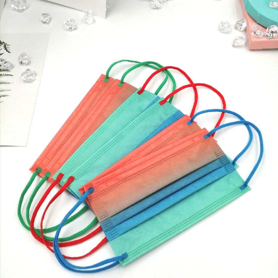 酷流行口罩元素橙黄绿渐变撞彩色耳带时尚装饰防护同款独立包装