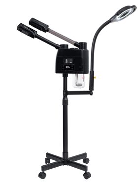 跨境新款3合1蒸脸仪触屏版双管带LED冷光放大镜冷热喷美容院专用