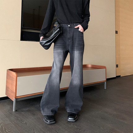 HLDS牛仔裤男款秋冬季加厚裤子潮牌痞帅炸街oversize直筒长裤男