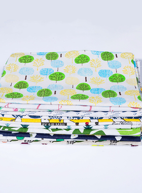 ins风印花棉麻布料亚麻桌布背景布窗帘北欧茶几餐桌垫布盖布手工