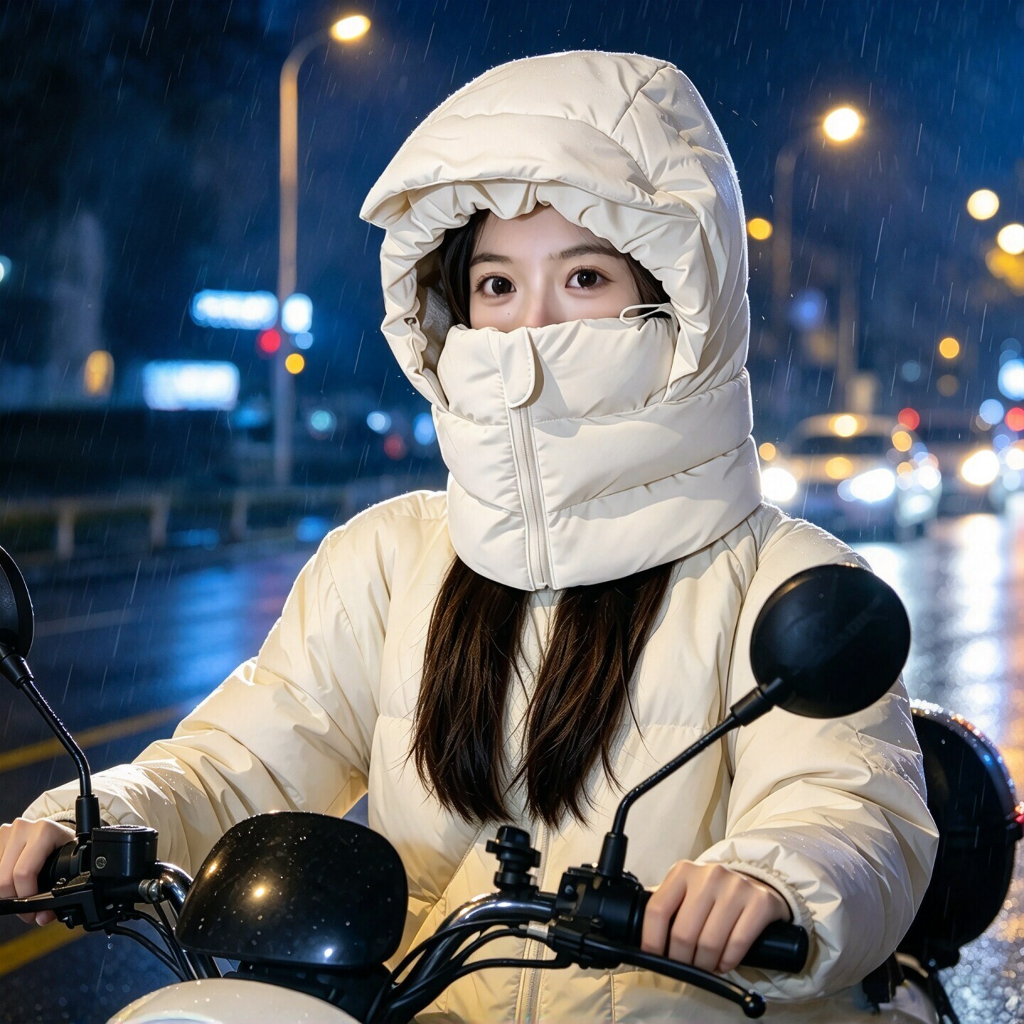 防风帽子女冬季骑行电动车保暖羽绒棉帽防寒面罩东北护耳雷锋帽男