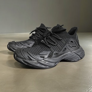 子男潮鞋 厚底飞织男鞋 黑色增高袜子老爹鞋 透气网面休闲运动鞋 夏季