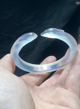 翡翠和田玉玛瑙玉髓岫岩玉狐狸开口手镯雕刻承接加工抛光