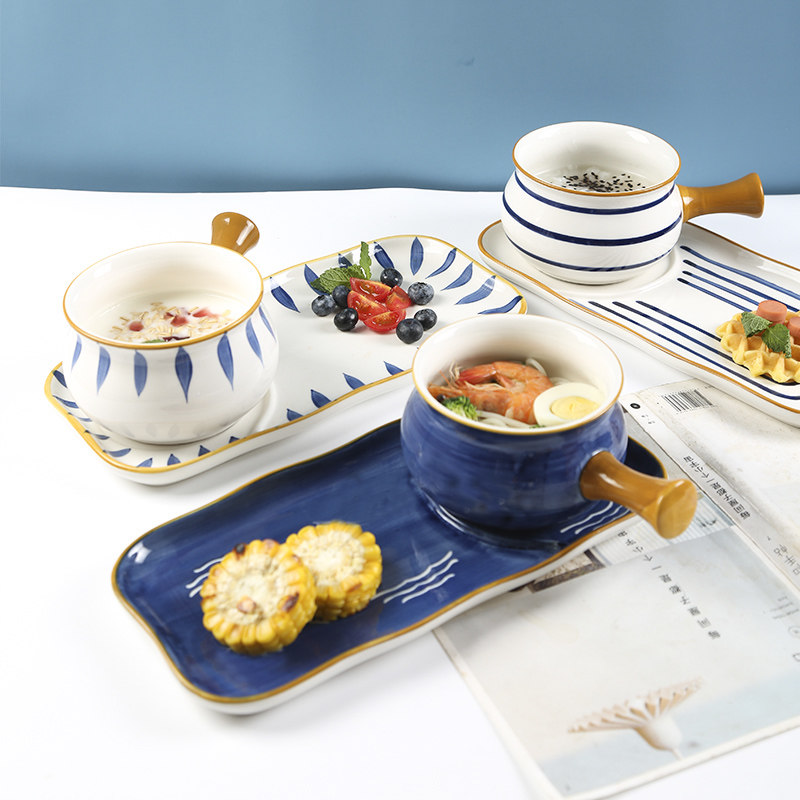 日式创意一人食盘子早餐餐具碗碟套装家用北欧沙拉网红单人手柄碗,餐饮具,碗,淘宝优惠券,粉丝福利购,淘宝优惠卷