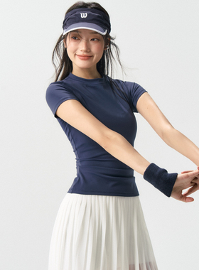 运动上衣t恤夏季女圆领紧身显瘦速干衣训练普拉提瑜伽健身服短袖