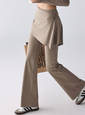 运动长裤女微喇假两件瑜裙伽裤套装外穿高腰提臀瑜普拉提健身裤