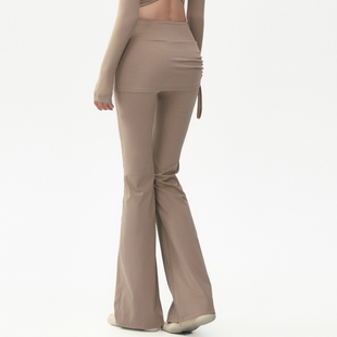 瑜伽裙裤女假两件高腰提臀普拉提训练服运动套装微喇显瘦健身裤子