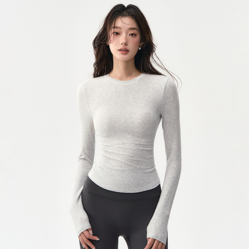 圆领高弹健身长袖修身训练运动服