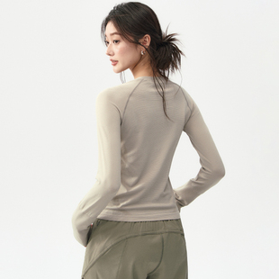 普拉提训练透气健身上衣 修身 瑜伽服秋冬季 女显瘦跑步运动t恤长袖