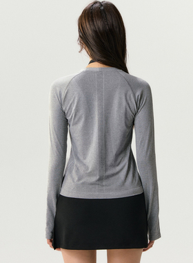 秋季新款瑜伽服上衣女圆领速干衣透气专业跑步训练运动健身服长袖