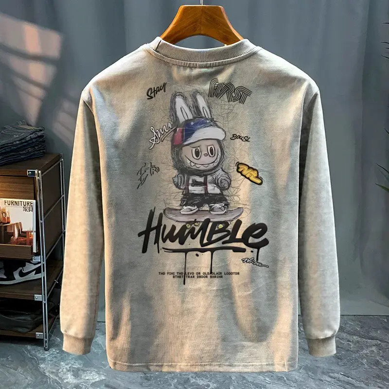 奥特莱斯~专柜外贸尾货捡漏打底衫外穿潮圆领长袖t恤男春秋季