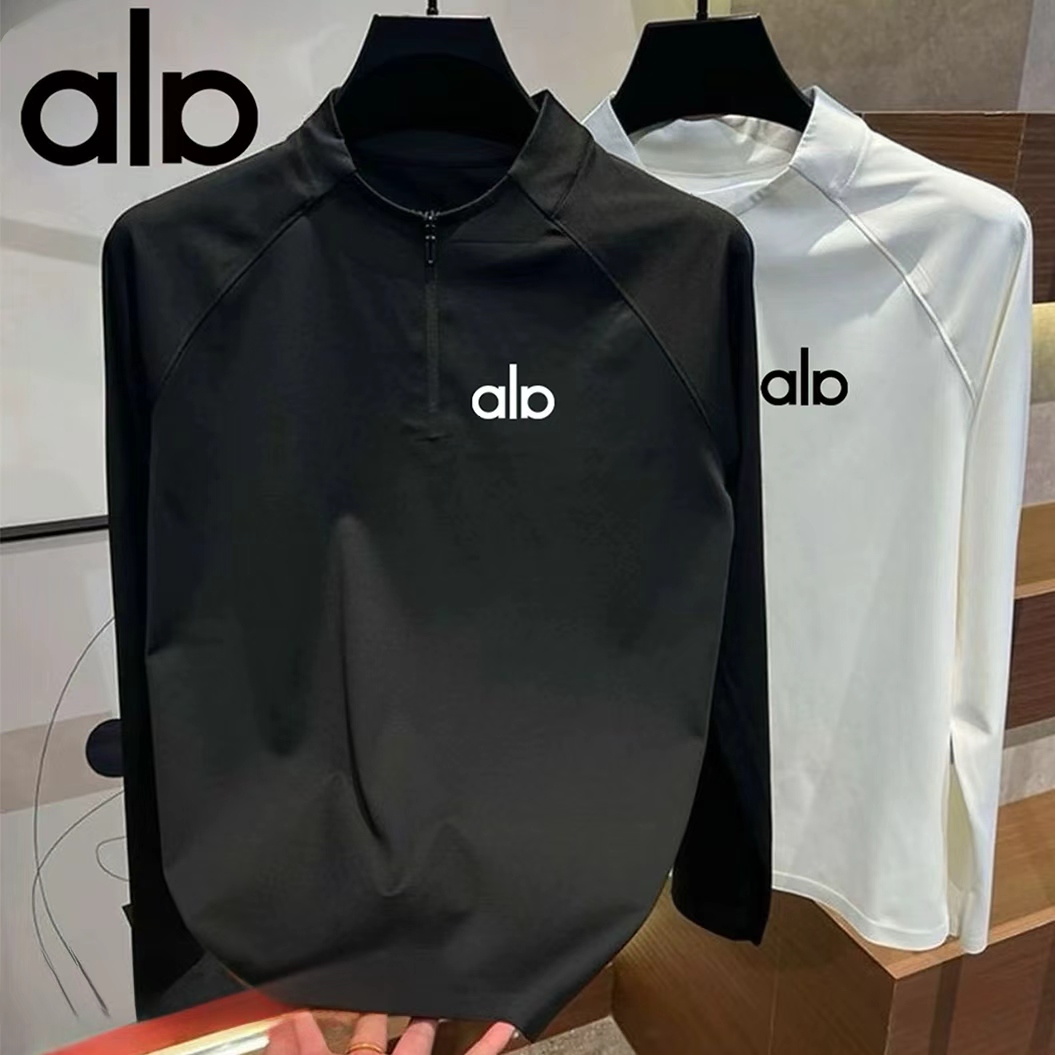 2025新款秋季男士百搭半拉链白色T恤长袖时尚户外运动休闲男卫衣